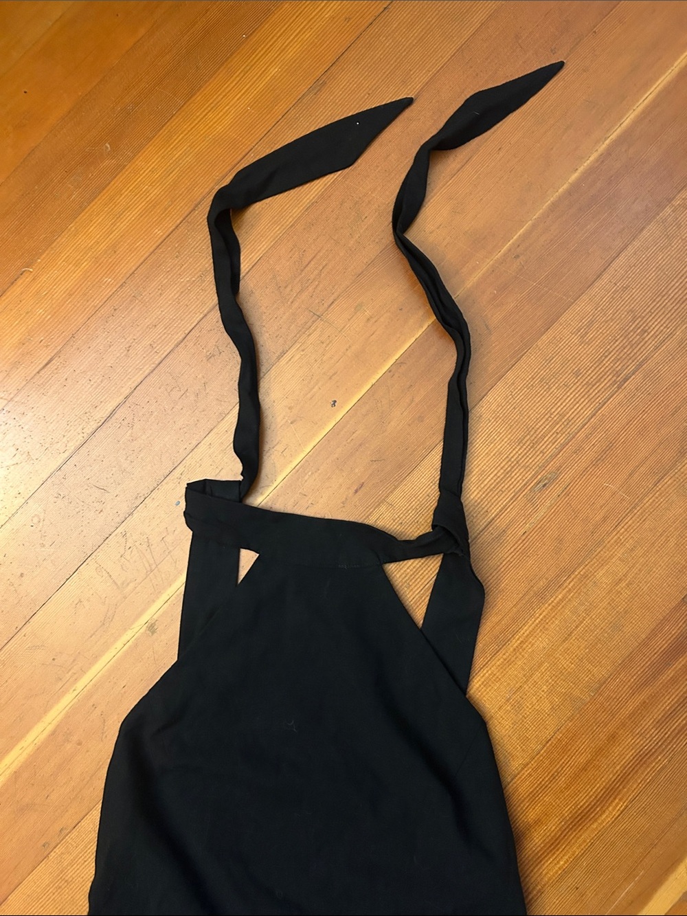 Mango Cut-Out Black Halter Tie-Back Dress medium linen blend nwt - Picture 2 of 6